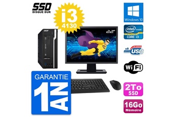 Unité Centrale Acer Pc Acer Veriton X2632g Sff Ecran 22" I3-4130 Ram 16go Ssd 2to Windows 10 Wifi