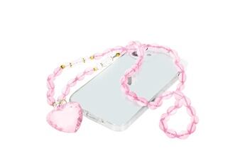 Bijou de déguisement Avizar Bijou de téléphone bracelet à perles ovales et cour 80cm collection romeo rose