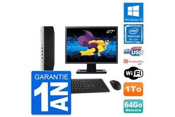 Unité Centrale Hp Pc Hp 800 G3 Sff Ecran 27" Intel G4400 Ram 64go Disque 1to Windows 10 Wifi