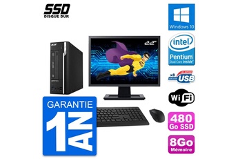 Unité Centrale Acer Pc Acer Veriton X2632g Sff Ecran 22" G3220 Ram 8go Ssd 480go Windows 10 Wifi