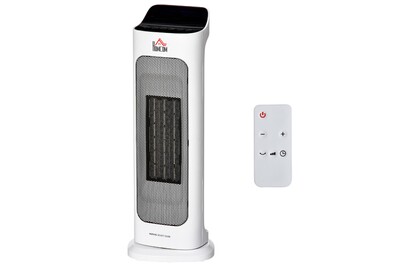 Radiateur à eau chaude HOMCOM Chauffage soufflant oscillant 2000 w - radiateur céramique ptc - 3 niveaux de puissance - chauffage d'appoint avec télécommande blanc noir