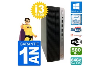 Unité Centrale Hp Pc Hp Prodesk 600 G3 Sff Intel I3-6100 Ram 64go Disque Dur 500go Windows 10 Wifi