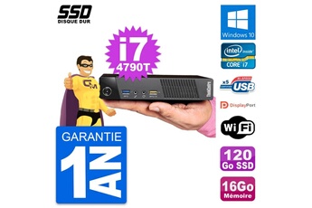 Unité Centrale Lenovo Ultra Mini Pc Lenovo M93p Tiny Intel I7-4790t Ram 16go Ssd 120go Windows 10 Wifi