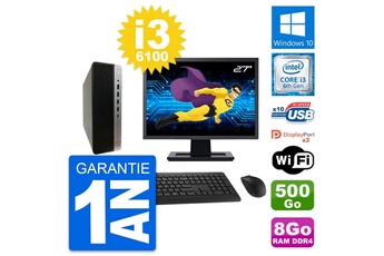 Unité Centrale Hp Pc Hp Prodesk 600 G3 Sff Ecran 27" I3-6100 Ram 8go Disque 500go Windows 10 Wifi