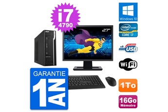 Unité Centrale Acer Pc Acer X2632g Sff Ecran 27" Intel I7-4790 Ram 16go Disque 1to Windows 10 Wifi