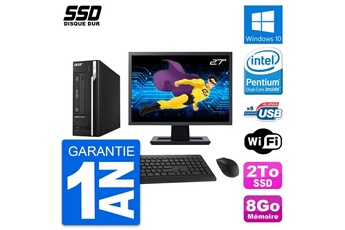 Unité Centrale Acer Pc Acer Veriton X2632g Sff Ecran 27" Intel G3220 Ram 8go Ssd 2to Windows 10 Wifi