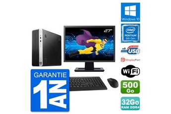 Unité Centrale Hp Pc Hp 400 G4 Sff Ecran 27" Intel G4400 Ram 32go Disque Dur 500go Windows 10 Wifi