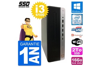 Unité Centrale Hp Pc Hp Prodesk 600 G3 Sff Intel Core I3-6100 Ram 16go Ssd 2to Windows 10 Wifi