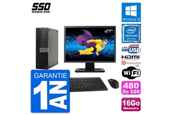 Unité Centrale Dell Pc Dell 5040 Sff Ecran 27" Intel G4400 Ram 16go Ssd 480go Hdmi Windows 10 Wifi