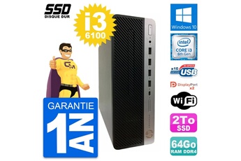 Unité Centrale Hp Pc Hp Prodesk 600 G3 Sff Intel Core I3-6100 Ram 64go Ssd 2to Windows 10 Wifi