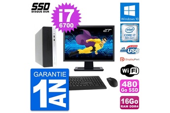 Unité Centrale Hp Pc Hp Prodesk 400 G4 Sff Ecran 27" I7-6700 Ram 16go Ssd 480go Windows 10 Wifi
