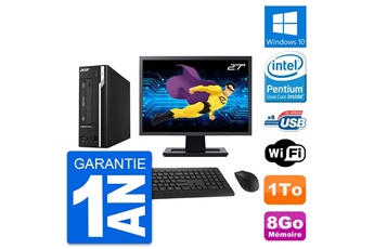Unité Centrale Acer Pc Acer X2632g Sff Ecran 27" Intel G3220 Ram 8go Disque Dur 1to Windows 10 Wifi