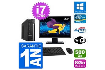 Unité Centrale Acer Pc Acer X2632g Sff Ecran 22" Intel I7-4790 Ram 8go Disque 500go Windows 10 Wifi