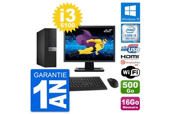 Unité Centrale Dell Pc Dell 5040 Sff Ecran 22" I3-6100 Ram 16go Disque 500go Hdmi Windows 10 Wifi