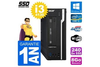 Unité Centrale Acer Pc Acer Veriton X2632g Sff Intel Core I3-4130 Ram 8go Ssd 240go Windows 10 Wifi