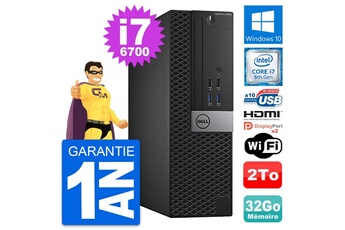 Unité Centrale Dell Pc Dell Optiplex 5040 Sff Intel I7-6700 Ram 32go Disque 2to Hdmi Windows 10 Wifi
