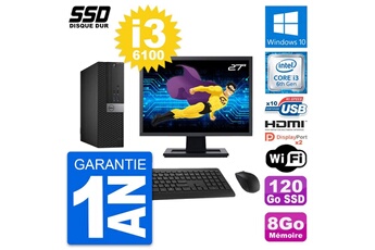 Unité Centrale Dell Pc Dell 5040 Sff Ecran 27" Intel I3-6100 Ram 8go Ssd 120go Hdmi Windows 10 Wifi