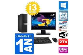 Unité Centrale Dell Pc Dell 5040 Sff Ecran 22" I3-6100 Ram 8go Disque Dur 2to Hdmi Windows 10 Wifi