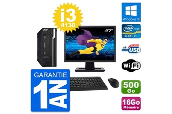 Unité Centrale Acer Pc Acer X2632g Sff Ecran 27" Intel I3-4130 Ram 16go Disque 500go Windows 10 Wifi