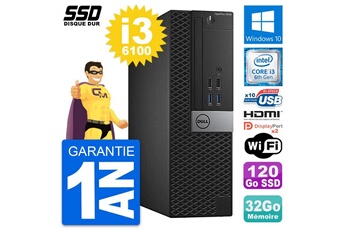 Unité Centrale Dell Pc Dell Optiplex 5040 Sff Intel I3-6100 Ram 32go Ssd 120go Hdmi Windows 10 Wifi