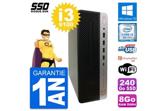 Unité Centrale Hp Pc Hp Prodesk 600 G3 Sff Intel Core I3-6100 Ram 8go Ssd 240go Windows 10 Wifi