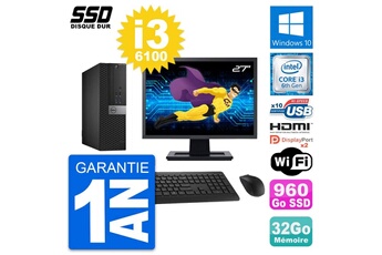 Unité Centrale Dell Pc Dell 5040 Sff Ecran 27" Intel I3-6100 Ram 32go Ssd 960go Hdmi Windows 10 Wifi