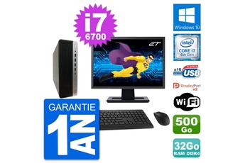 Unité Centrale Hp Pc Hp 600 G3 Sff Ecran 27" Intel I7-6700 Ram 32go Disque 500go Windows 10 Wifi