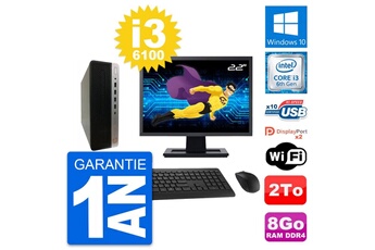 Unité Centrale Hp Pc Hp Prodesk 600 G3 Sff Ecran 22" I3-6100 Ram 8go Disque 2to Windows 10 Wifi