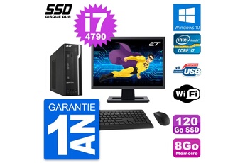 Unité Centrale Acer Pc Acer Veriton X2632g Sff Ecran 27" I7-4790 Ram 8go Ssd 120go Windows 10 Wifi
