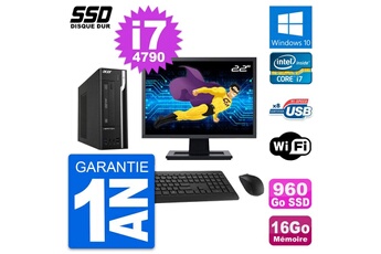Unité Centrale Acer Pc Acer X2632g Sff Ecran 22" Intel I7-4790 Ram 16go Ssd 960go Windows 10 Wifi