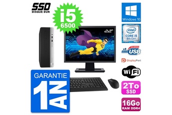 Unité Centrale Hp Pc Hp Prodesk 400 G4 Sff Ecran 22" Core I5-6500 Ram 16go Ssd 2to Windows 10 Wifi