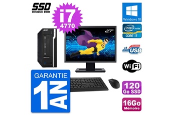 Unité Centrale Acer Pc Acer X2632g Sff Ecran 27" Intel I7-4770 Ram 16go Ssd 120go Windows 10 Wifi