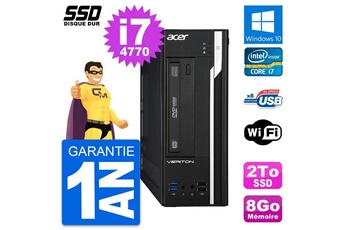 Unité Centrale Acer Pc Acer Veriton X2632g Sff Intel Core I7-4770 Ram 8go Ssd 2to Windows 10 Wifi