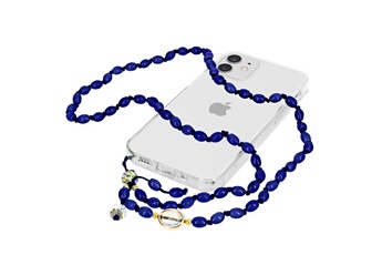 Bijou de déguisement Avizar Bijou de téléphone bracelet à perles ovales 80cm collection charm - bleu marine