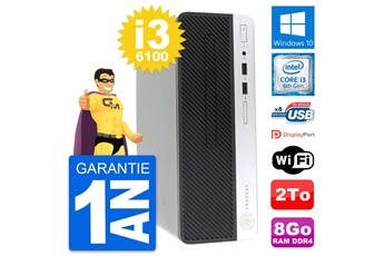 Unité Centrale Hp Pc Hp Prodesk 400 G4 Sff Intel I3-6100 Ram 8go Disque Dur 2to Windows 10 Wifi