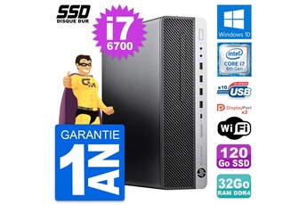 Unité Centrale Hp Pc Hp Elitedesk 800 G3 Sff Intel Core I7-6700 Ram 32go Ssd 120go Windows 10 Wifi