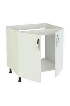 table haute pegane meuble bas de cuisine pour evier 2 portes coloris blanc - hauteur 85 x longueur 80 x profondeur 58 cm --