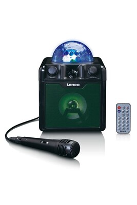 Lecteur Karaoké Lenco Set karaoké Bluetooth® avec boule disco BTC-055BK Noir