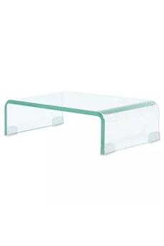 meubles tv helloshop26 meuble télé buffet tv télévision design pratique pour moniteur 40 cm verre transparent