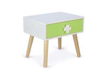 Commode et table à langer Homestyle4u Table de chevet pour enfants 1 tiroir blanc vert