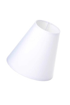 abat-jour  unimasa petit abat-jour blanc en métal et toile blanche en polyester - hauteur 15 cm - diamètre au plus large 15 cm - diamètre au plus petit 8 cm