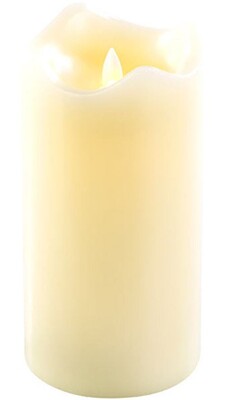 Bougie LED En Cire Véritable Flamme Mobile Ivoire - Diamètre 75mm Hauteur 150mm - Minuteur 6h - Ambiance Réaliste