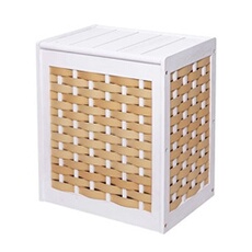 Panier à linge HWC-G37 shabby 61x51x35cm blanc