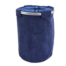 Panier à linge HWC-C34 sac à linge 55x39cm 65l velours bleu