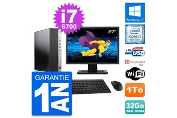 Unité Centrale Hp Pc Hp 800 G3 Sff Ecran 27" Intel I7-6700 Ram 32go Disque Dur 1to Windows 10 Wifi
