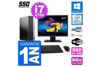 Unité Centrale Hp Pc Hp Elitedesk 800 G3 Sff Ecran 22" I7-6700 Ram 8go Ssd 960go Windows 10 Wifi