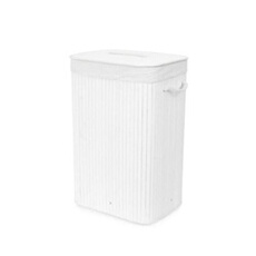 panier a linge en bambou - 45 x 35 x 60 cm - blanc