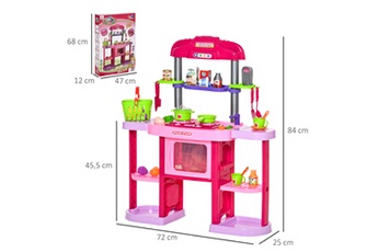 Cuisine enfant HOMCOM Cuisine pour enfant - dinette - jeu d'imitation complet 51 accessoires variés - fonctions sonores et lumineuses - pp abs rose