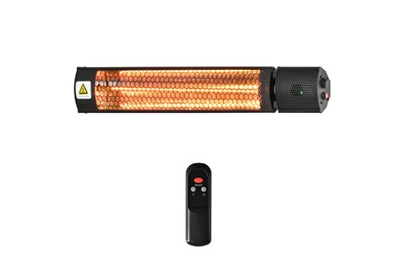 Foyer et braséro HOMCOM Homcom chauffage radiant infrarouge électrique avec télécommande 2 puissances 1000/2000 w réflecteur alu. Noir