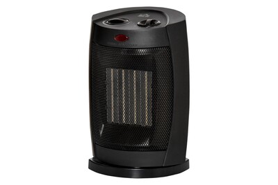 Radiateur à eau chaude HOMCOM Chauffage soufflant oscillant 1500 w - mini radiateur céramique ptc - 3 niveaux de puissance - chauffage d'appoint noir